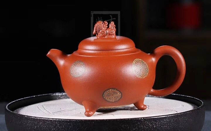 《獅韻》紫砂壺全手工茶壺老師小紅泥，絞泥（段泥、紫泥、綠泥等）壺
